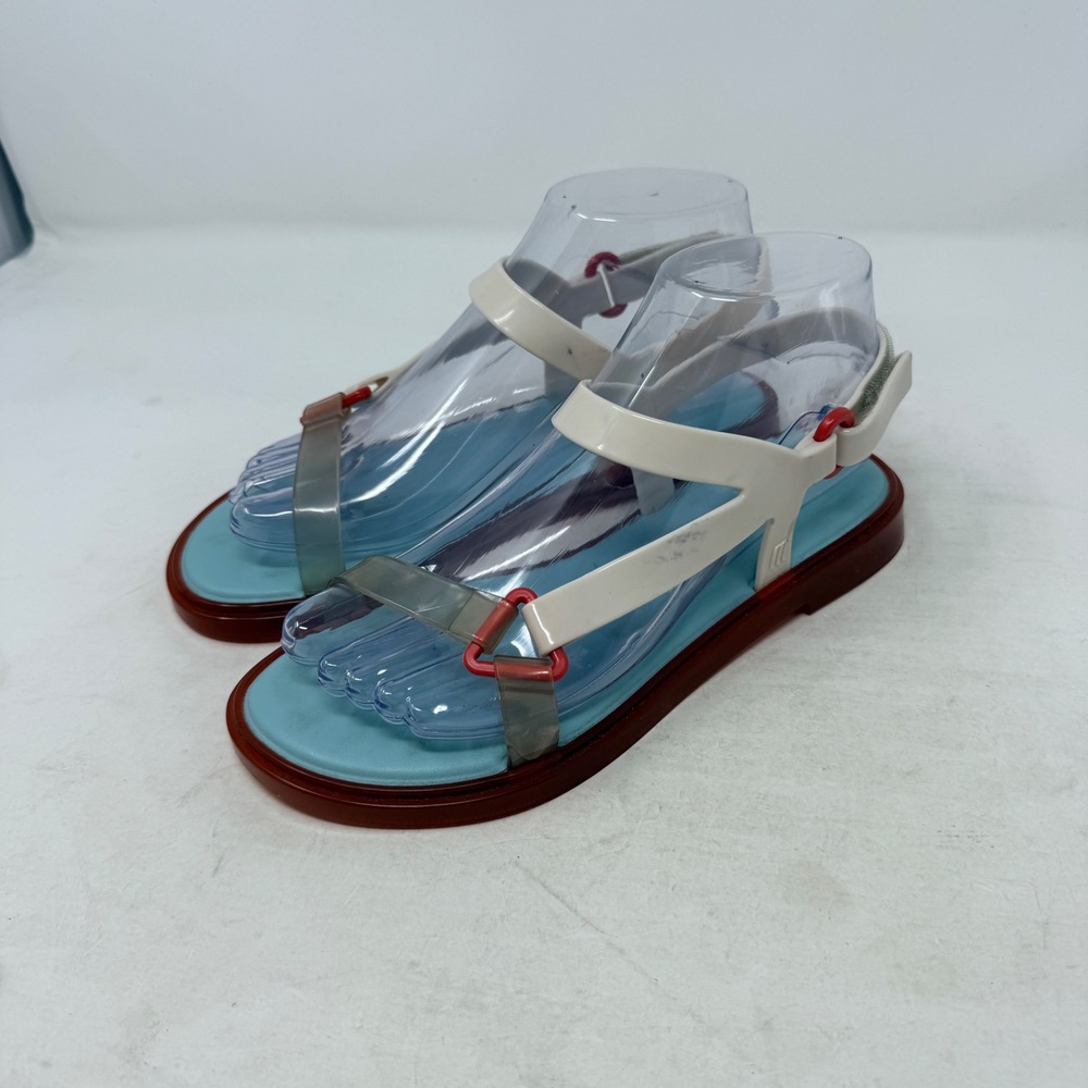 Melissa Sandals Blue Size 6 Jelly Retro Summer Beach Casual Vegan Melflex PVC